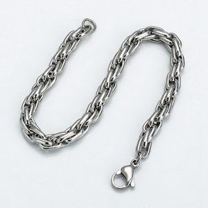Men's Bracelet Rope Link Chain Stainless Steel 8" 5mm Party Gift